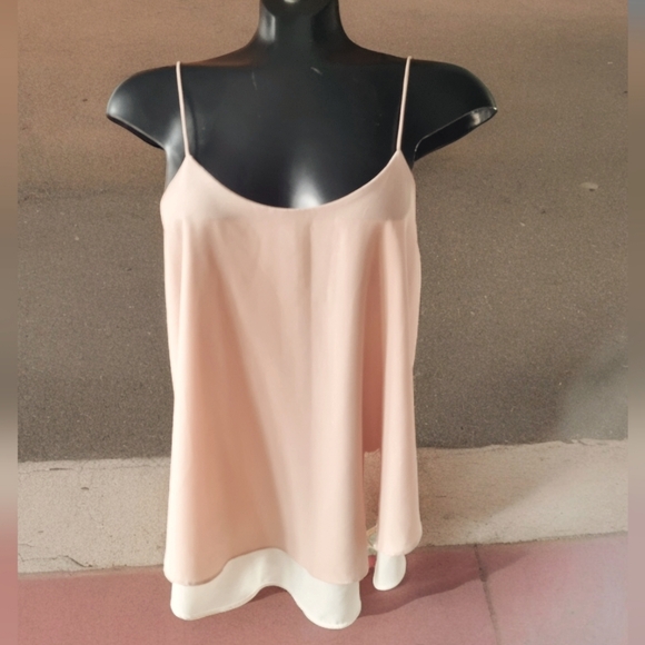 🌟3/$40 Sale! Paper Crane Nude Spaghetti Strap Sleeveless Layered Ruffled Blouse - Picture 1 of 7
